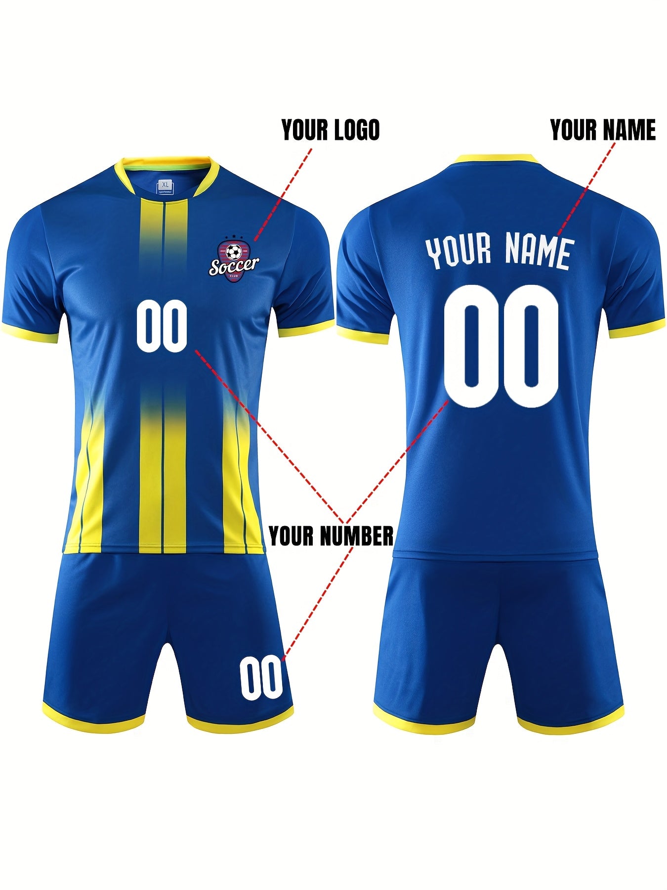Customizable Youth Soccer Jersey Kit