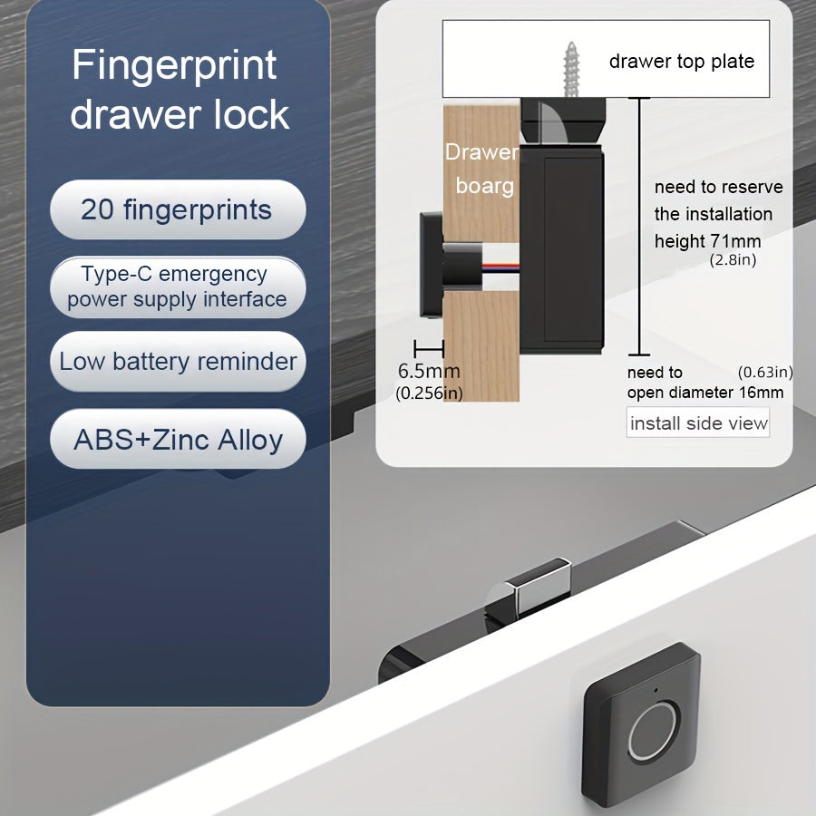 Smart Fingerprint Drawer Lock – Keyless, Secure & Minimalist