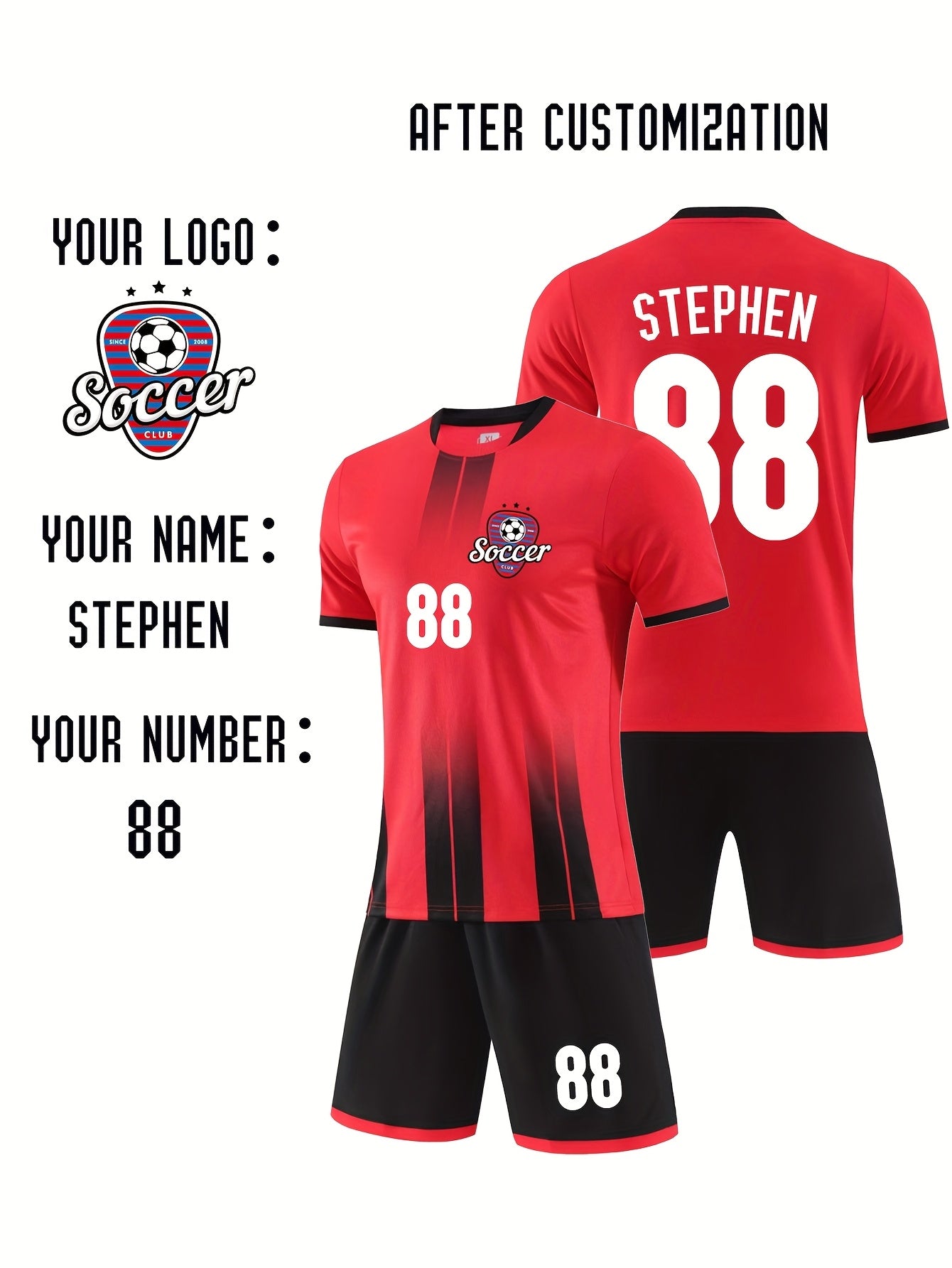 Customizable Youth Soccer Jersey Kit