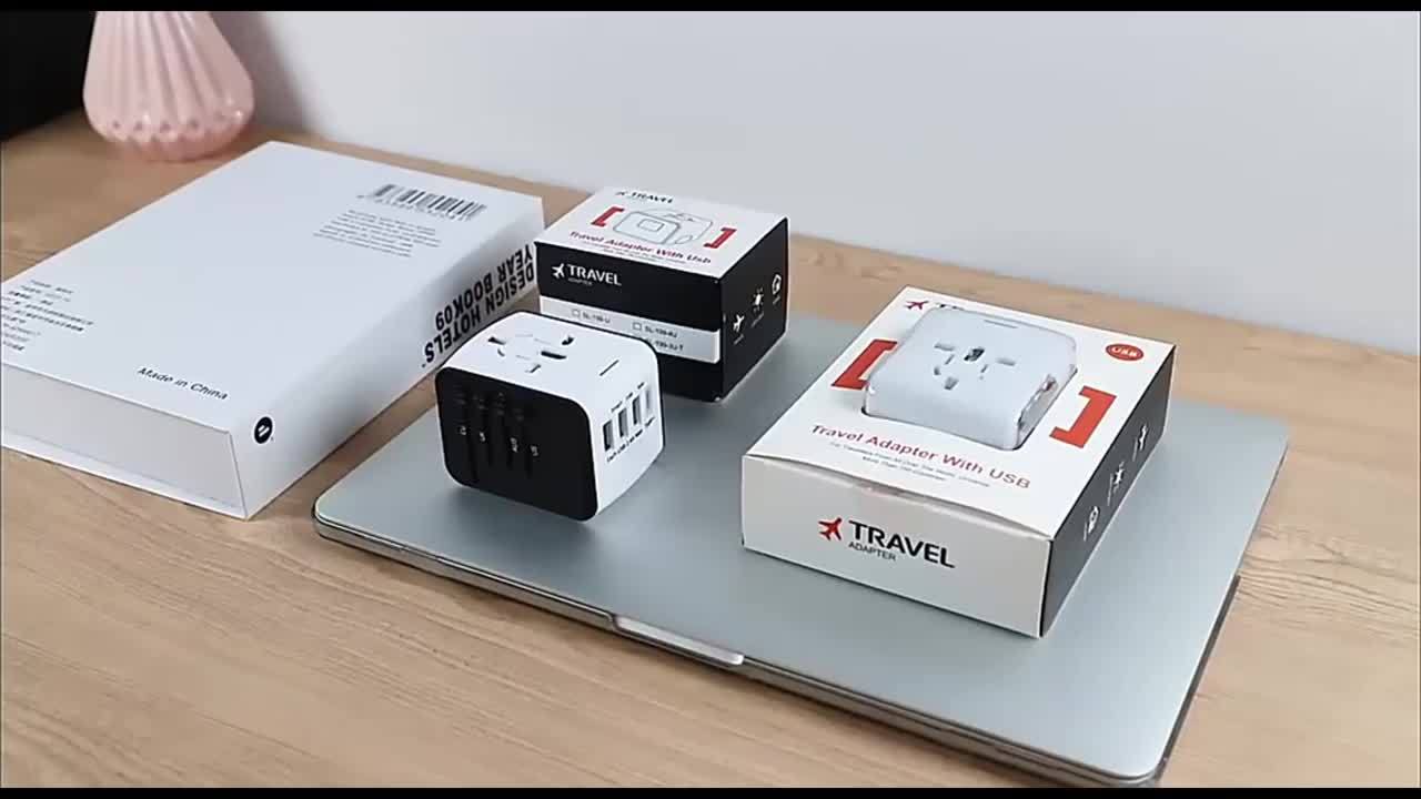 3 USB Ports Travel Adapter Worldwide With Type C and AC Socket