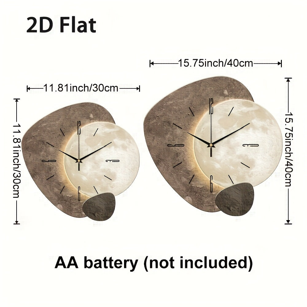 Modern Moon Wall Clock – 2D Flat & Whisper-Quiet