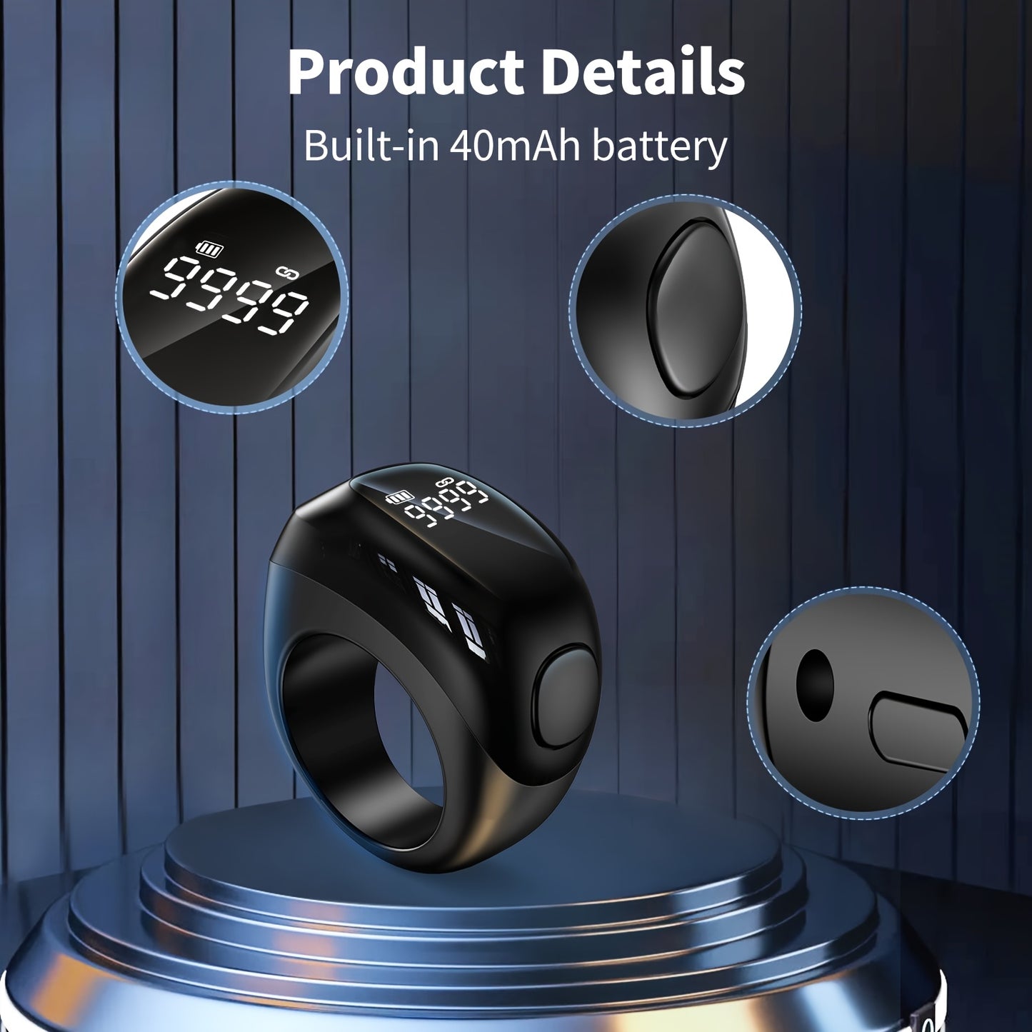 Zikr Smart Ring – Prayer Reminder, Counter & Qibla Guide