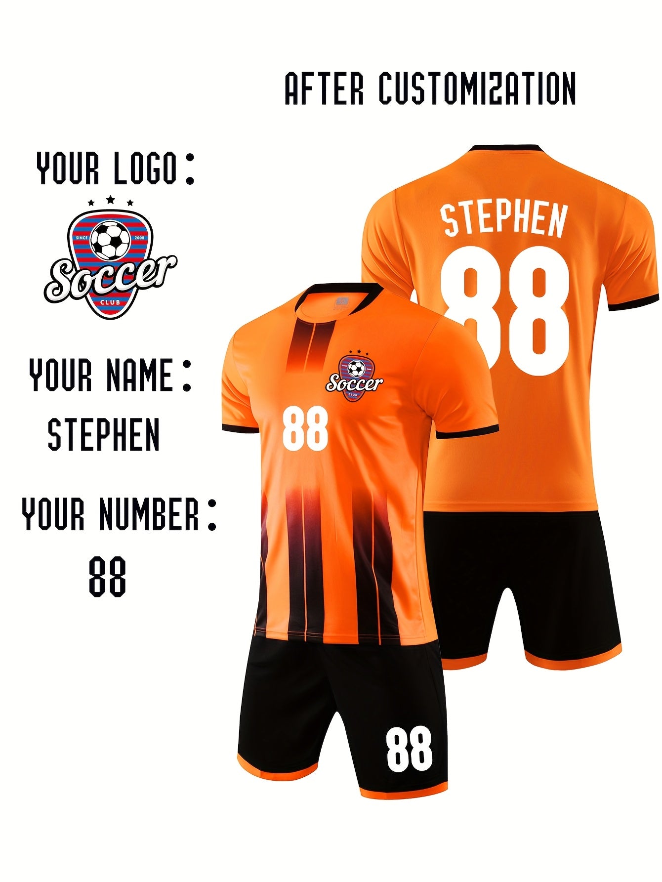 Customizable Youth Soccer Jersey Kit
