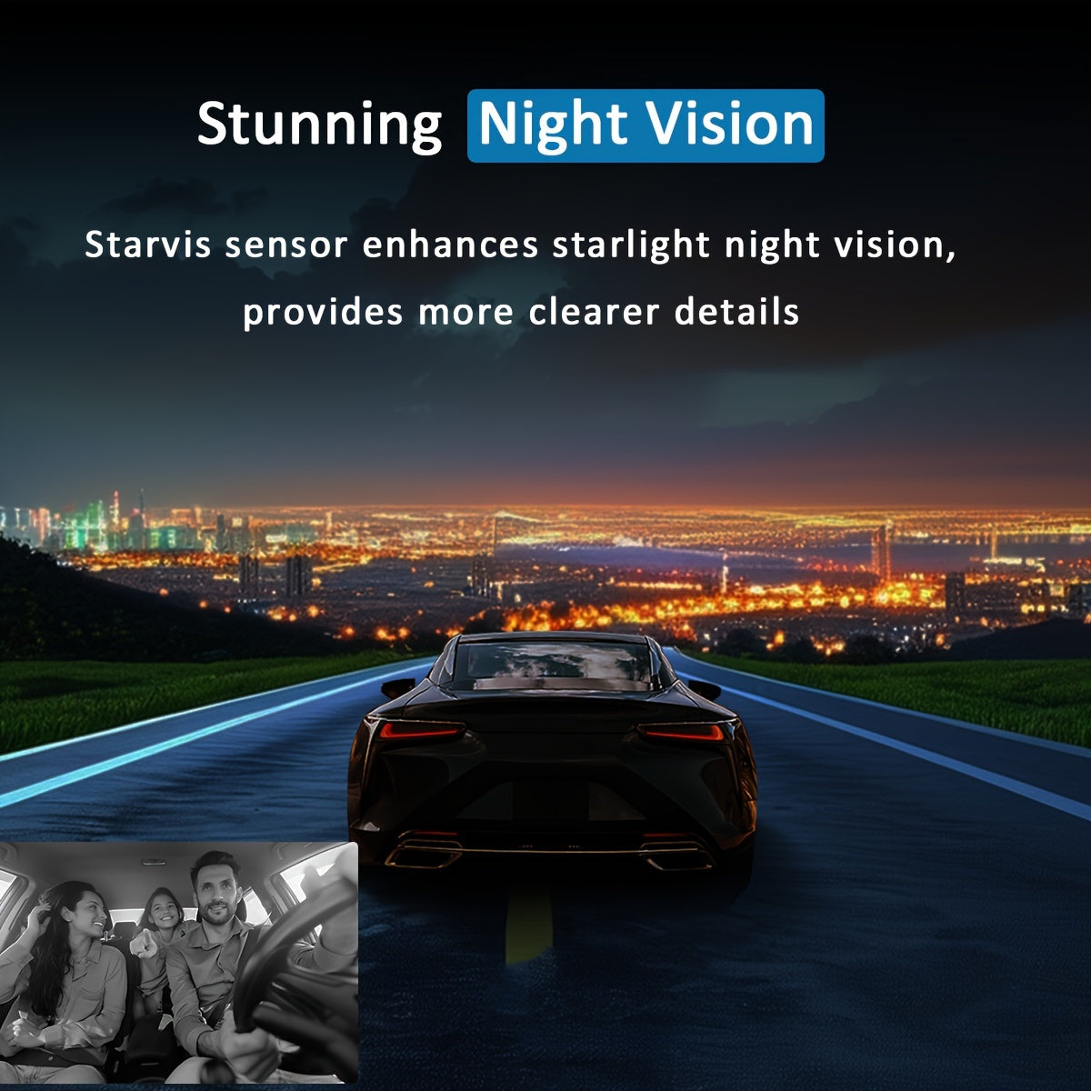 Dual Lens Dash Cam with Night Vision