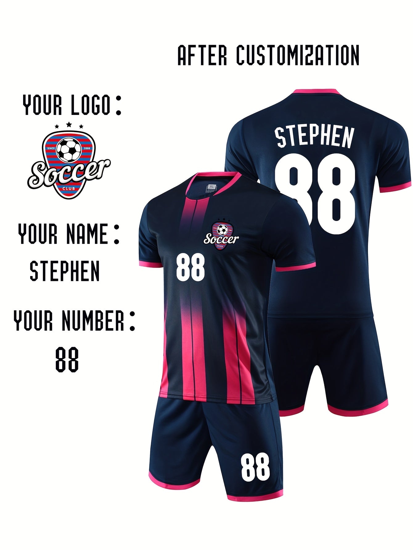 Customizable Youth Soccer Jersey Kit