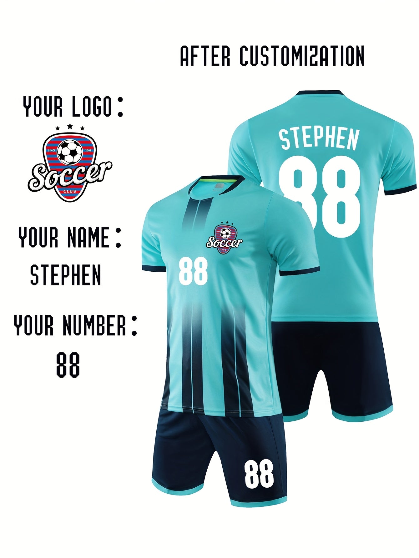 Customizable Youth Soccer Jersey Kit