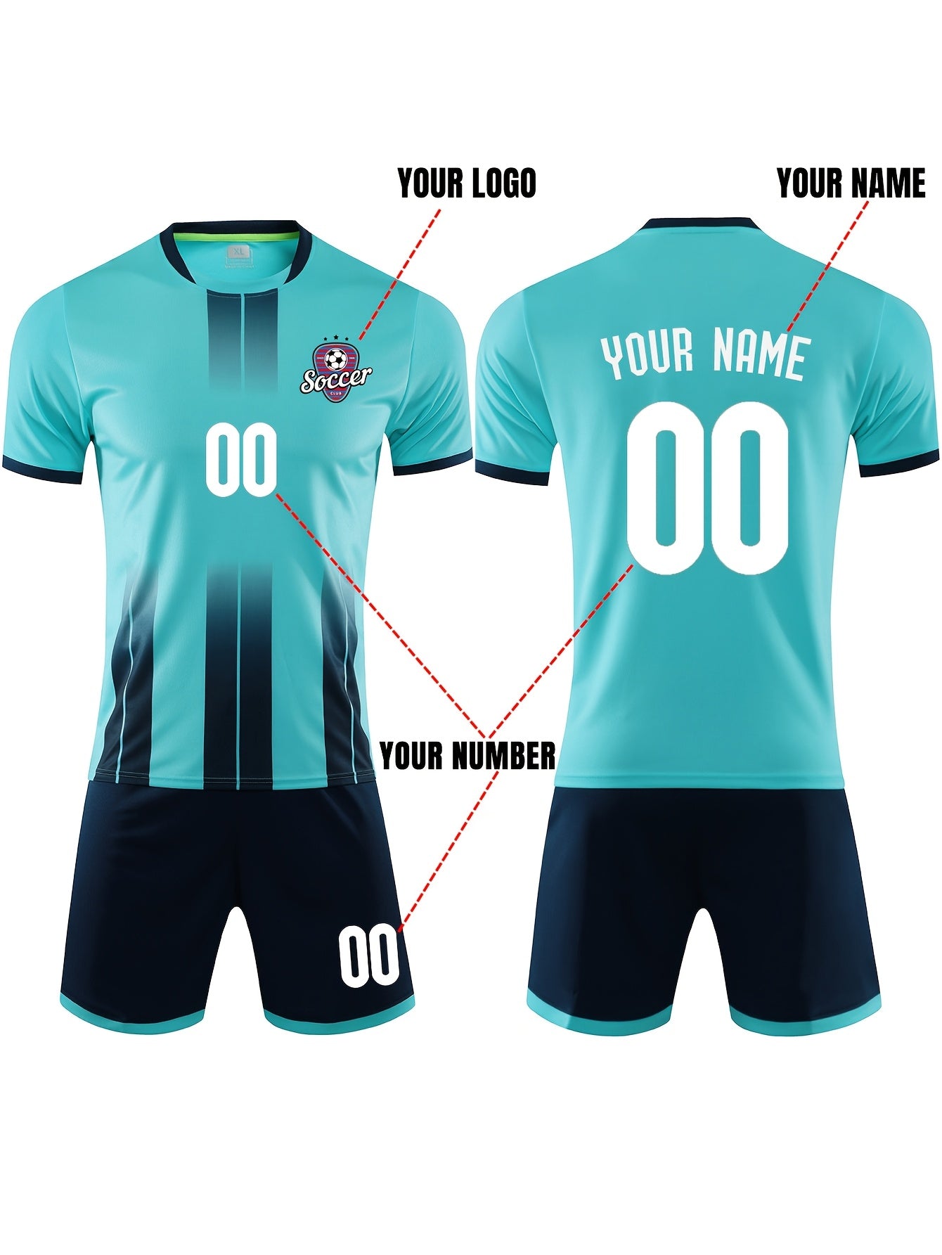 Customizable Youth Soccer Jersey Kit