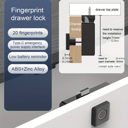 Smart Fingerprint Drawer Lock – Keyless, Secure & Minimalist