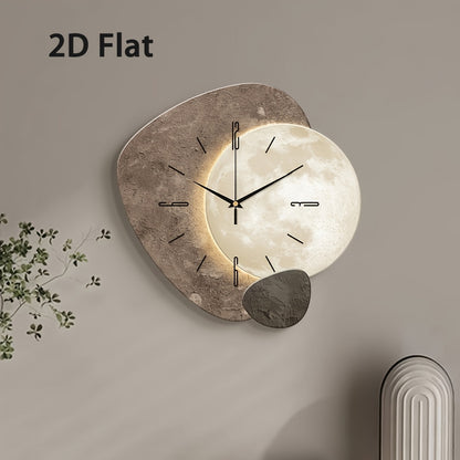 Modern Moon Wall Clock – 2D Flat & Whisper-Quiet
