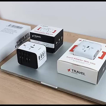 3 USB Ports Travel Adapter Worldwide With Type C and AC Socket