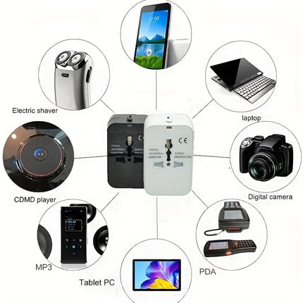 شاحن سفر عالمي - محول USB مزدوج ومتعدد الاستخدامات