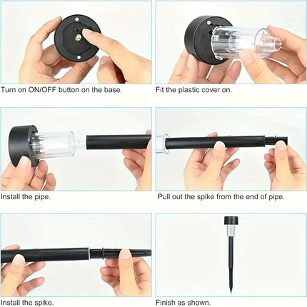 10 مصابيح مسار تعمل بالطاقة الشمسية - سهلة التركيب، متوهجة بالطاقة الشمسية