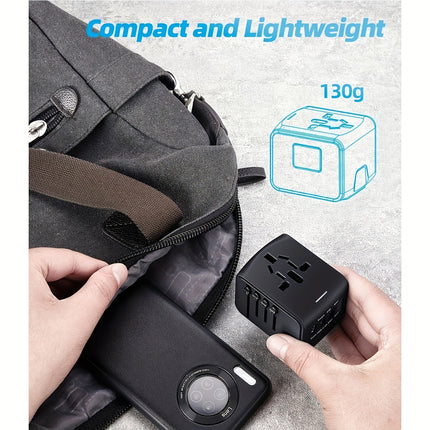 3 USB Ports Travel Adapter Worldwide With Type C and AC Socket